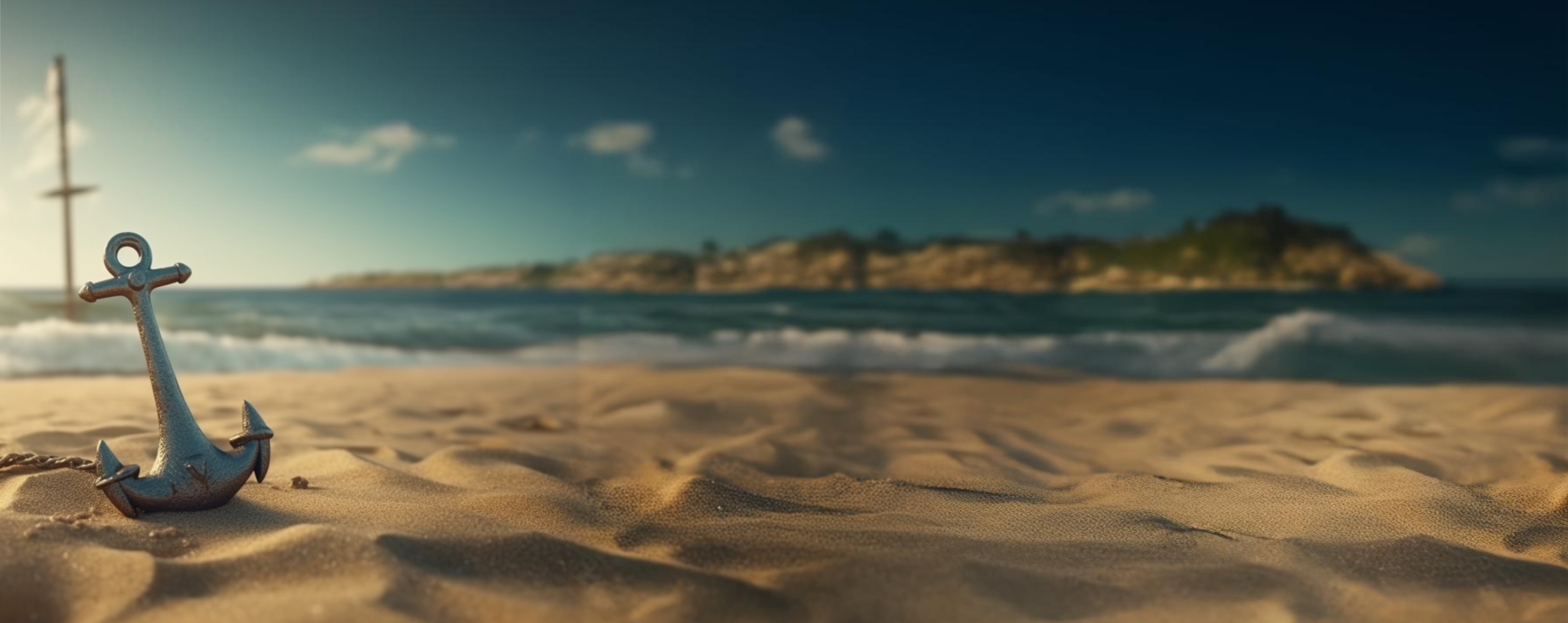 Ancla en la playa